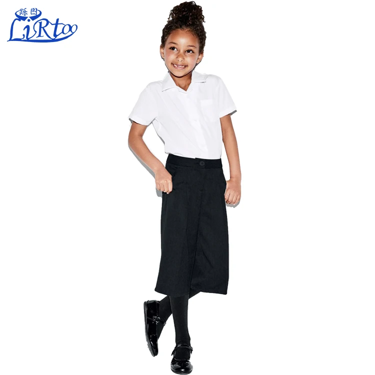 Hot sale cotton and polyester girls school uniform black short pants trousers