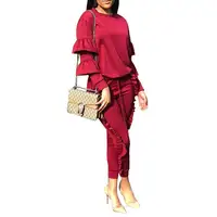 

OEM Wholesale African Women Casual Two Pieces Sports Pullover Pant Suits