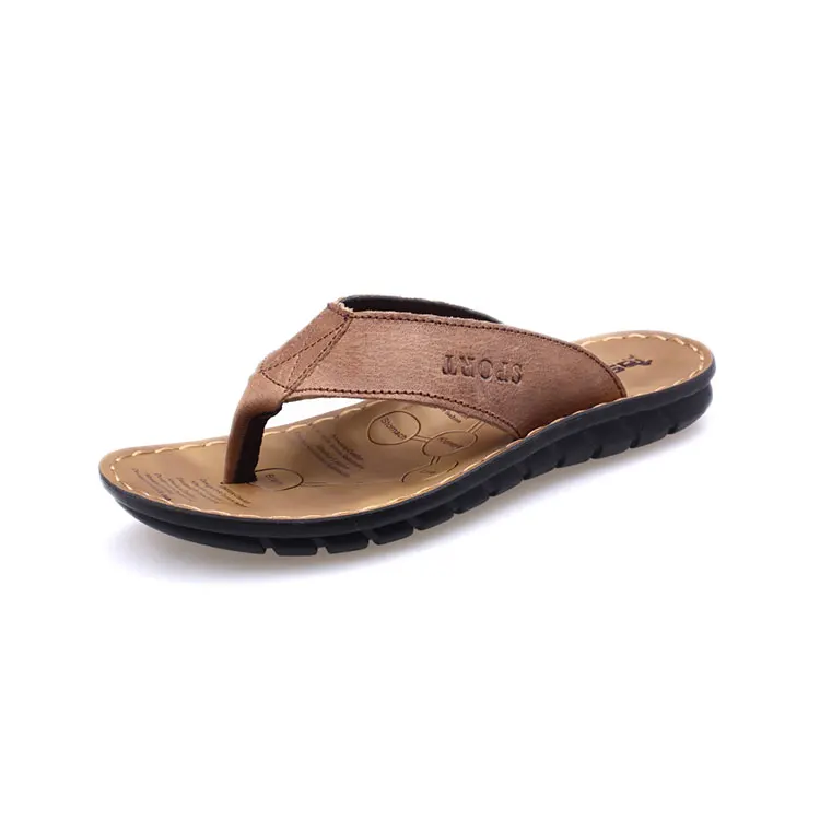 

New Collection Good Looking Genuine Leather Flip Flops with Full Range Air Circulation, Black/brown/khaki