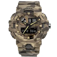 

New Camouflage SMAEL 8001 Brand Military Watch Waterproof Stopwatch Chronograph Watches Men Wrist Digital LED Clock Reloj Hombre