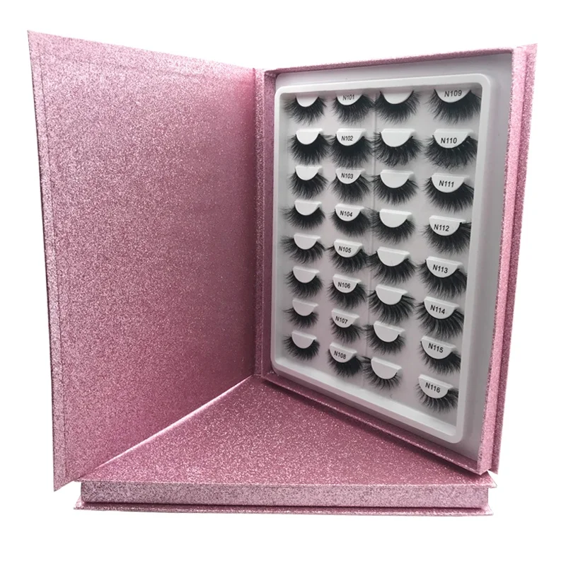 

Finished Real 3D Mink Eyelash Book Packaging 16 pairs Mink Lash Books Set