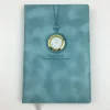 Gift Usage customised logo A5 PU leather hardcover notebook with clock