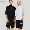 OEM China t shirt high collar streetwear printing unisex white and black cotton plain bulk mens shirts for men