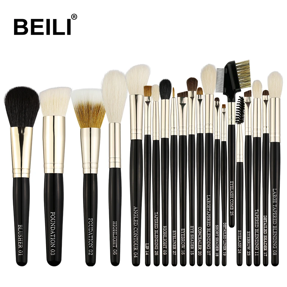 

BEILI Professional 21 Pcs Black Makeup Brushes Tools Set Kits Cosmetic Wood Handle Box Packing Private Label Customize SET-J-21