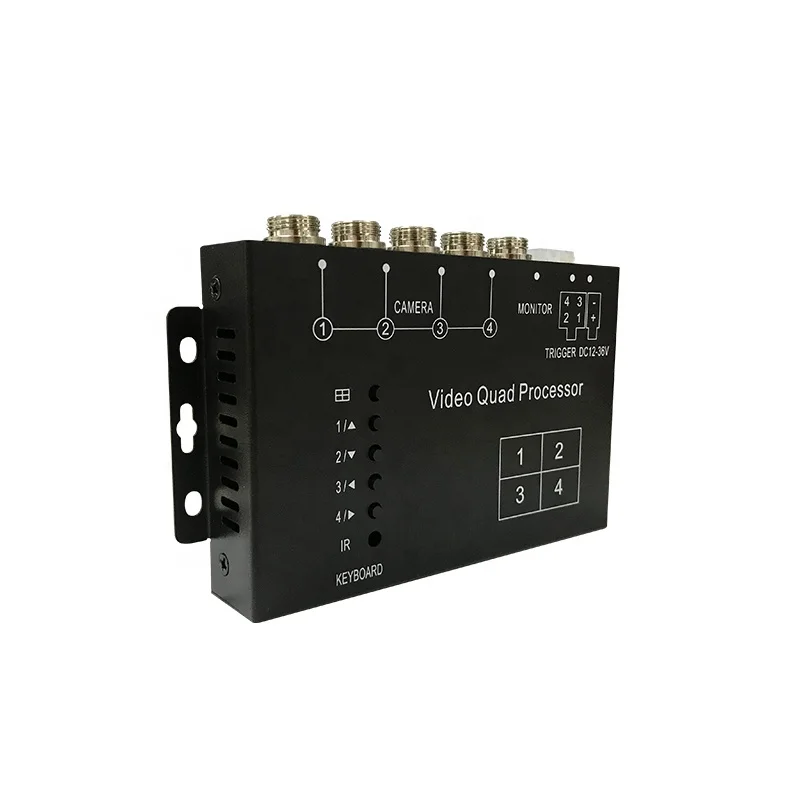 

New arrival 4 Channel video quad splitter 4 in 1 out aviation connector multiplexer car reversing aid system processor