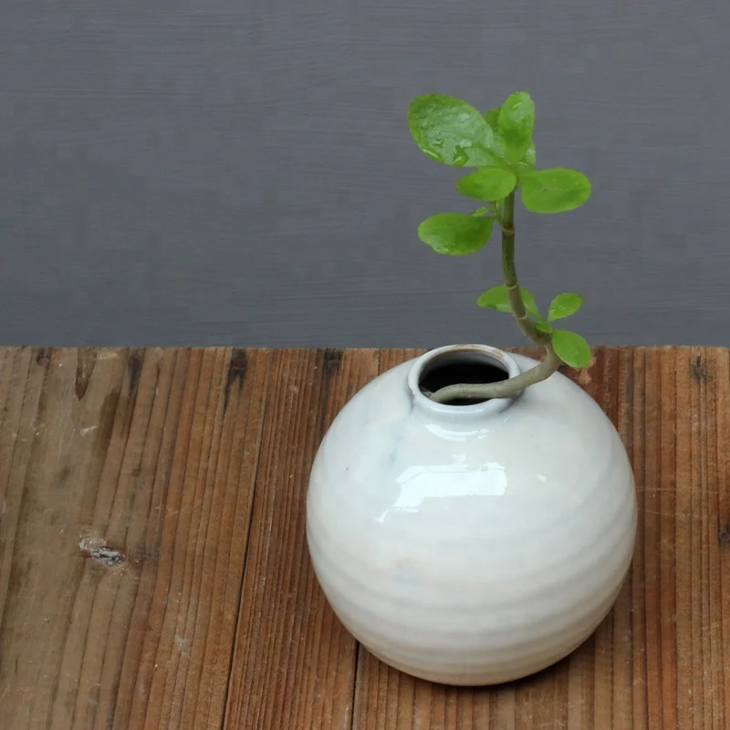 天然粘土与白色活性釉圆形陶瓷花瓶家居装饰 Buy 现代设计球形陶瓷锅内无排水孔室内桌面装饰陶瓷花瓶家居装饰 简约风格粗陶花瓶白色反应釉圆形桌面绿植花瓶 客厅 批发便宜的陶瓷花瓶光滑白色小尺寸天然彩色粘土活性釉花盆出售