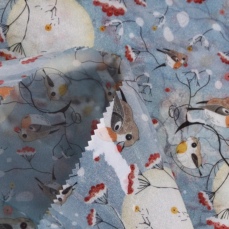 
Waterproof polyester bird flower moon digital printed translucent tpu fabric for raincoat rainshoes 
