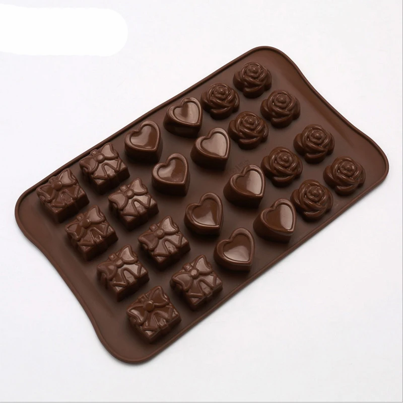 

Food grade silicone bowknot heart flower shape in one silicone Chocolate mold custom chocolate mold, Pantone color