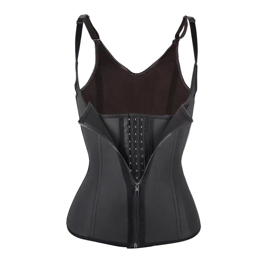 

Low Price Fashion Black Shaperwear Tummy Control Latex 6 Steel Bones Hook Waist Cincher Vest, As shown;custom is ok.