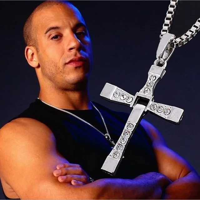 

The Fast and Furious Crystal Cross Men Necklaces & Pendants Silver Plated Maxi Steampunk collares Vintage Statement Necklace, N/a