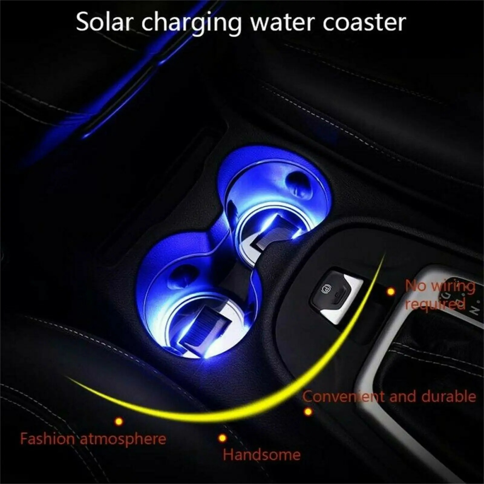 Led Solar Powered Car Cup Coaster Bottle Mat Pad Holder Light Colorful ...