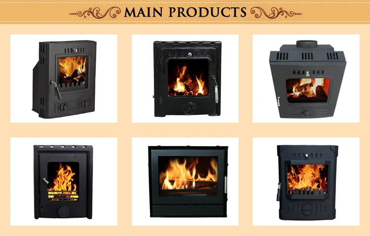 Cast Iron Enamel Door Free Flow Heat Air Wood Burning Stove Insert