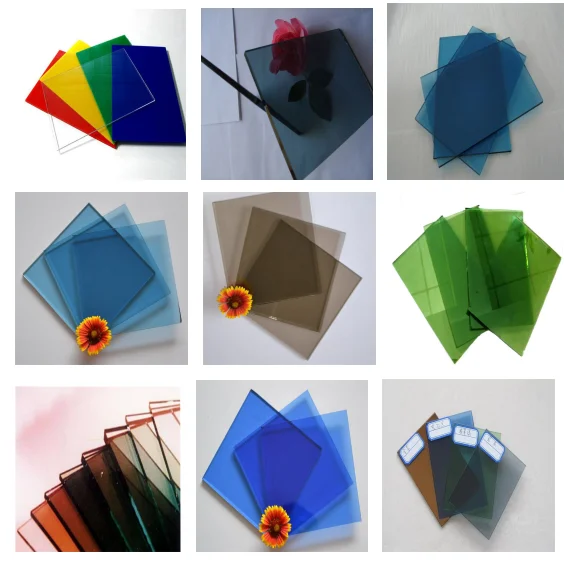 Custom Size 5mm 6mm 8mm Blue Tinted Reflective Tempered Glass Sheet