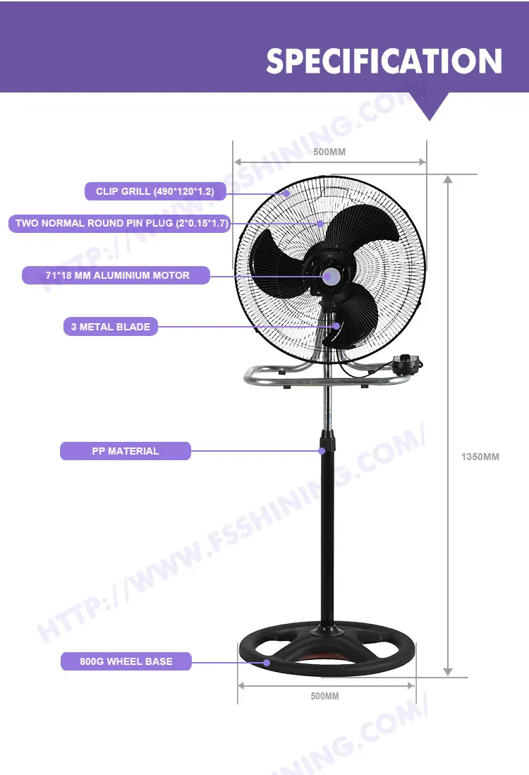 18 inch height adjustable crown metal orient industry stand fan, View