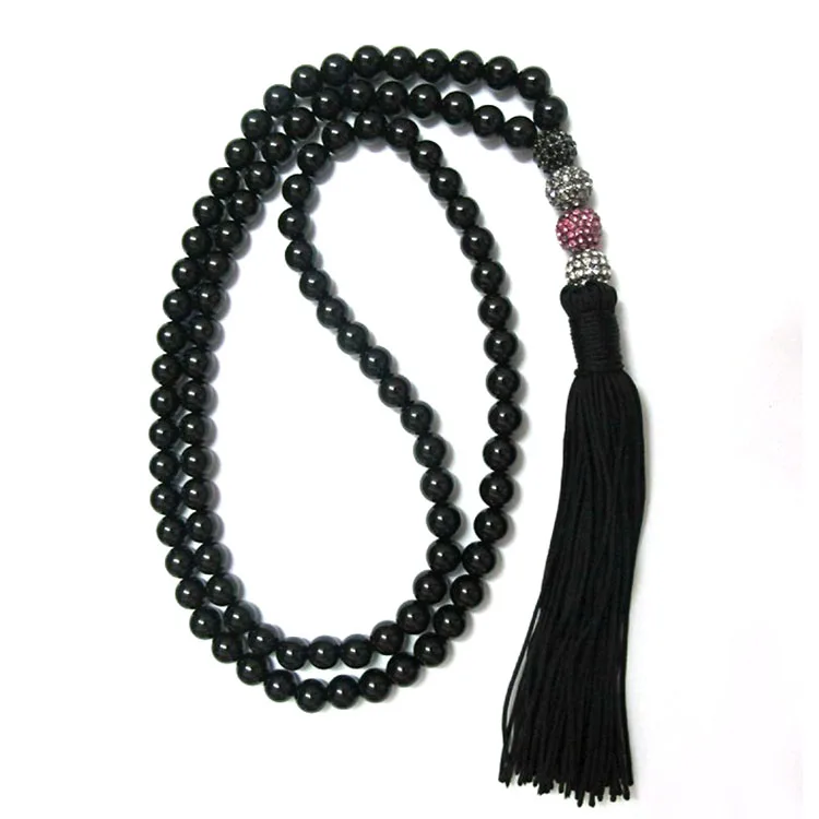 

NE2001 Fashion Black Agate beaded necklace,tassel necklace