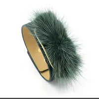 

2019 new arrivals female pom pom bracelet big artifical fur leather bracelet marten hair bangle bracelet for women