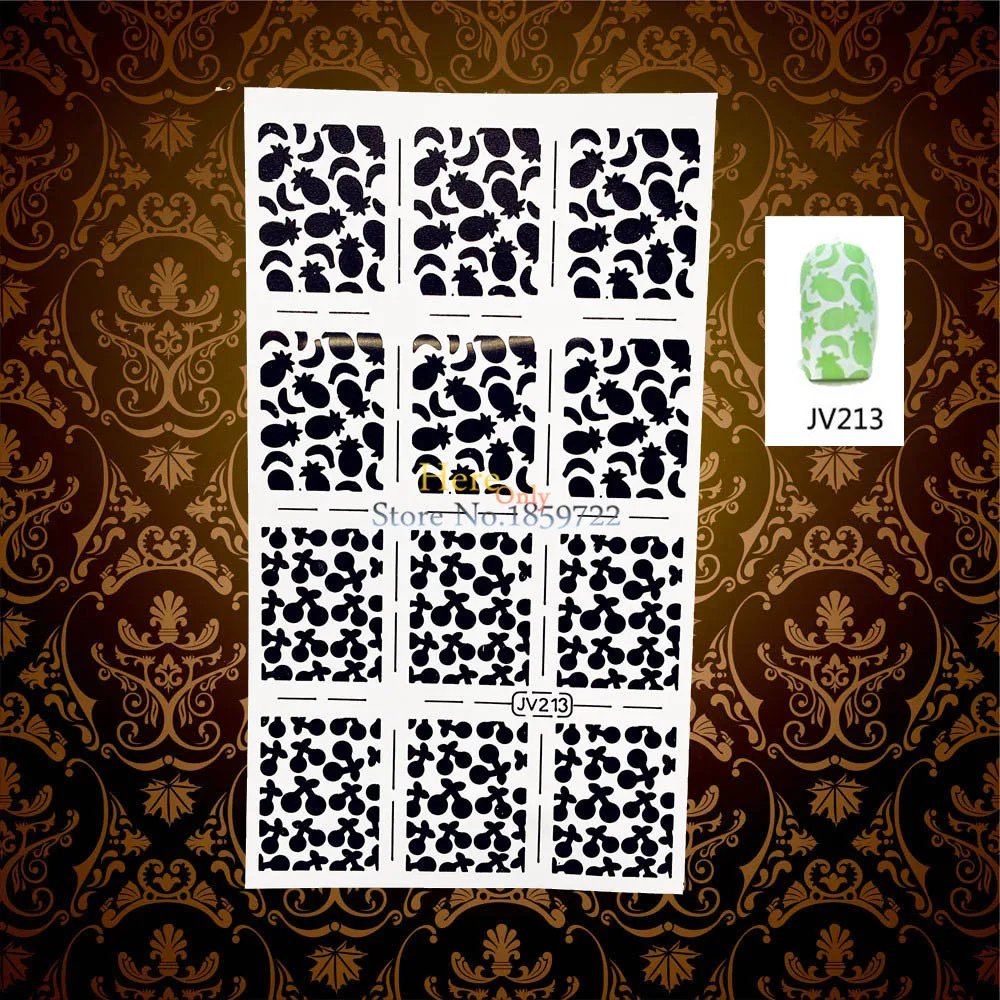 1PC Beauty White Hollow Out Mouse Pattern Nail Sticker Template HWJV213 Nail Manicure Art Paint Polish