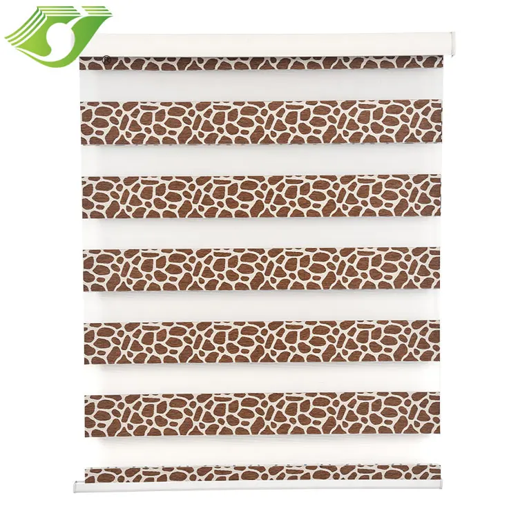 
Hot selling on Amazon Ebay horizontal leopard pattern window sun shades zebra blinds curtain 