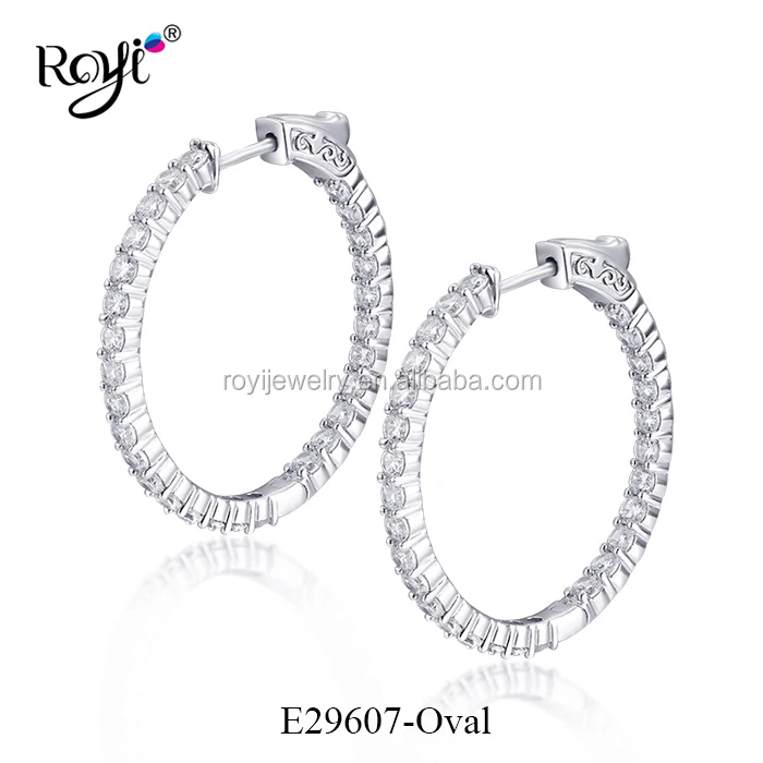 

Royi Jewelry 35MM x 30MM Oval Shape 925 Sterling Silver Custom Hoop Earrings, As picture
