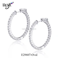 

Royi Jewelry 35MM x 30MM Oval Shape 925 Sterling Silver Custom Hoop Earrings