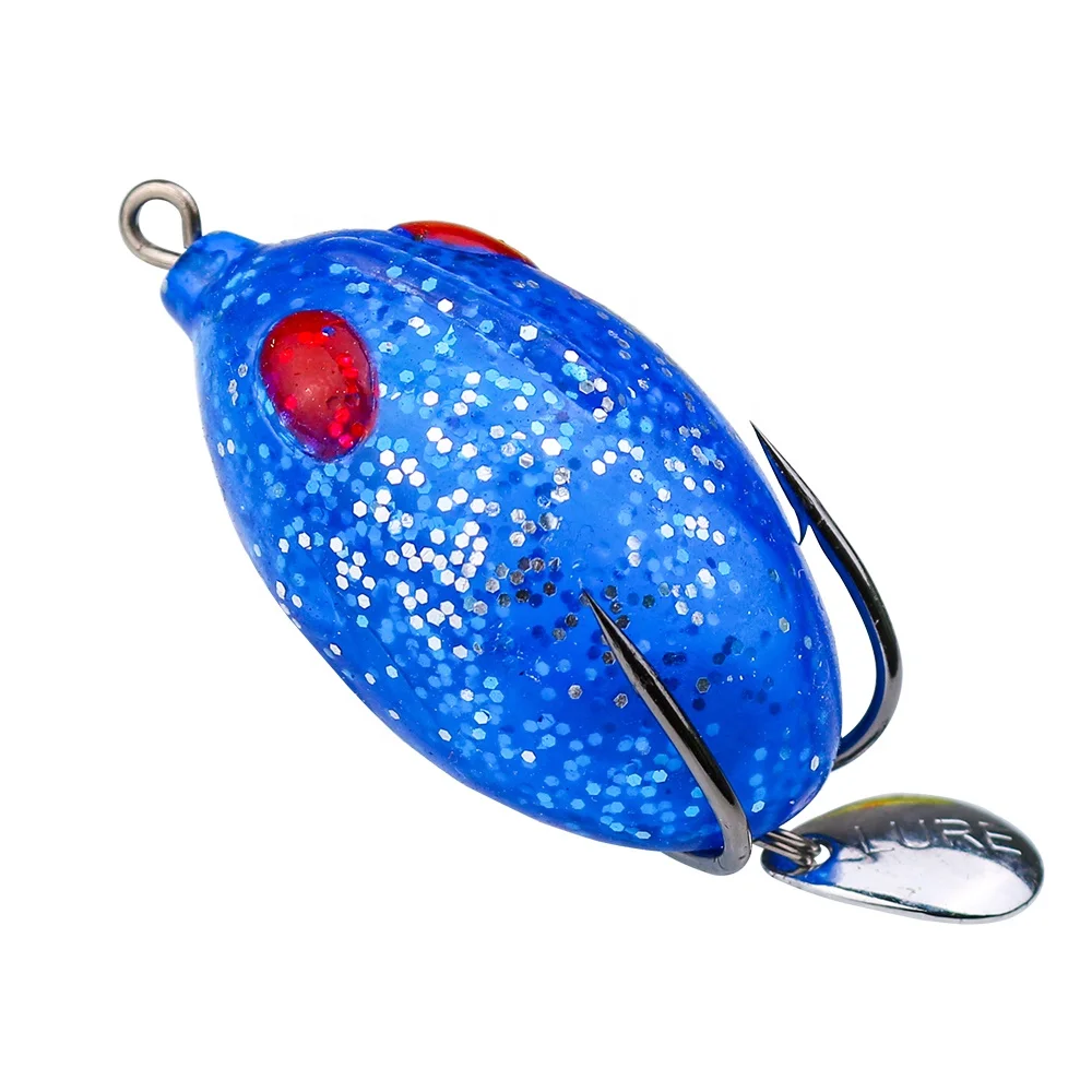 

19New 1PC 5cm 11g Top water Egg shape ray frog soft bait fishing lure with Treble Hooks and sequins