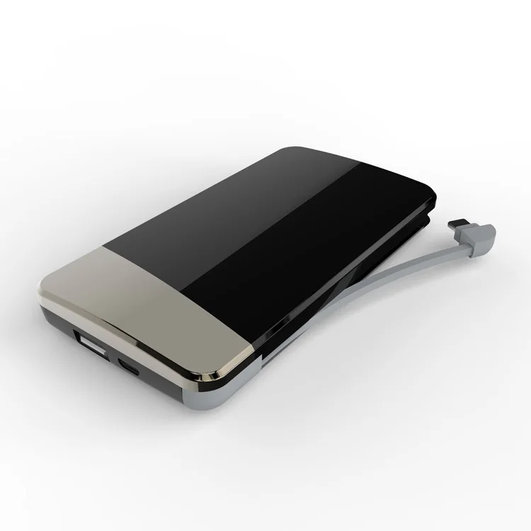 

TOPTAI Custom-made High Capacity Polymer Power Bank 10000mAh Built-In Cable