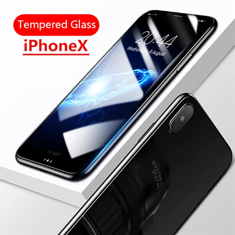 Hot Sale Anti-fingerprint 9H High Clear Tempered Glass Screen Protector for Iphone X without package
