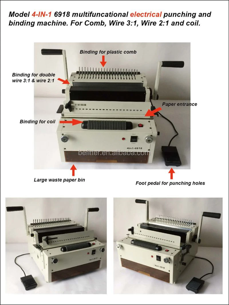 6918 A4 /a5 Desktop 4in 1 Multifunctional Electric Wire Book Binding