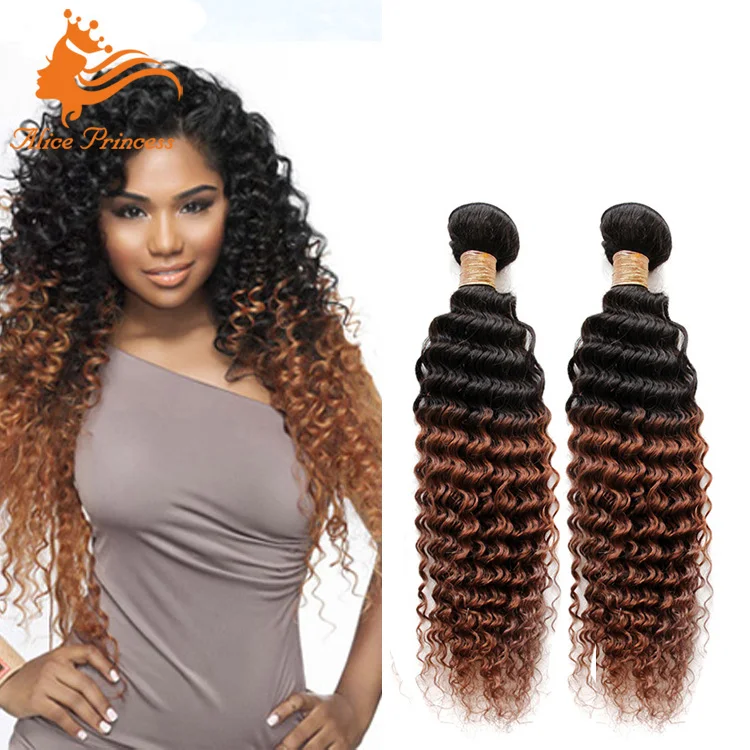 

Popular Type Raw High Quality Bright Ombre Color Human Hair Curly Weft Virgin Indian Hair Bundle