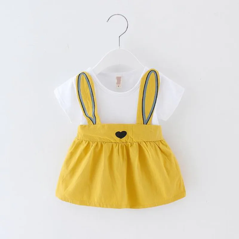 

beautiful yellow rabbit high quality girls fashion boutique cotton dress