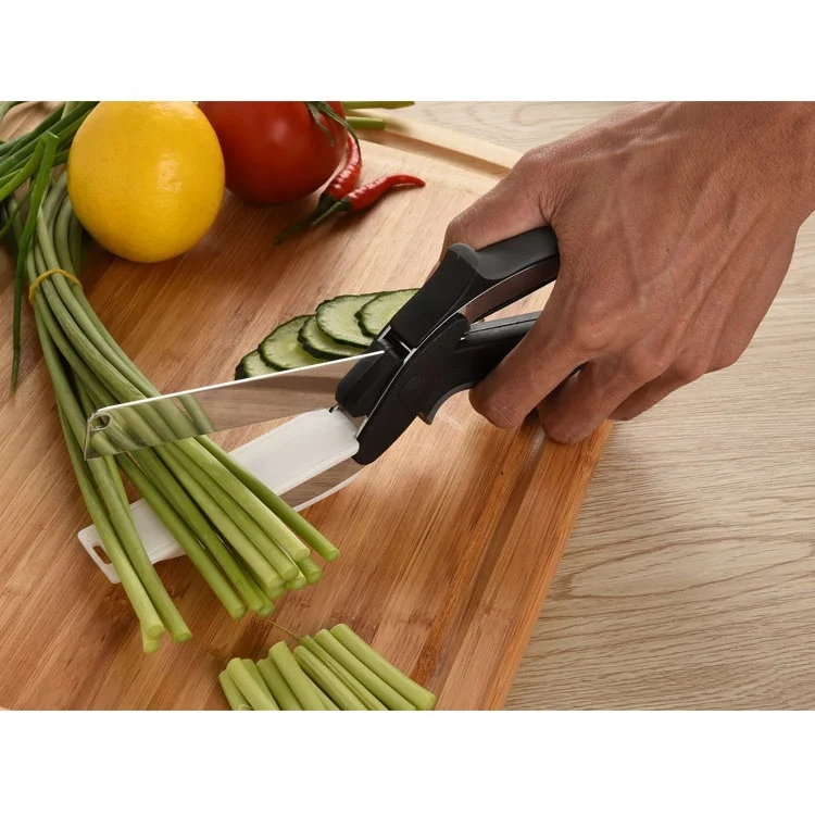 
Multifunction Fruit Vegetable Cutter Kitchenware 2-in-1 Scissors Knife Mini Cutting Board Clever Cutter Smart Cutter 