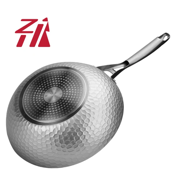 

New Forged Aluminium Chinese Wok Pan With Induction Compatible Bottom
