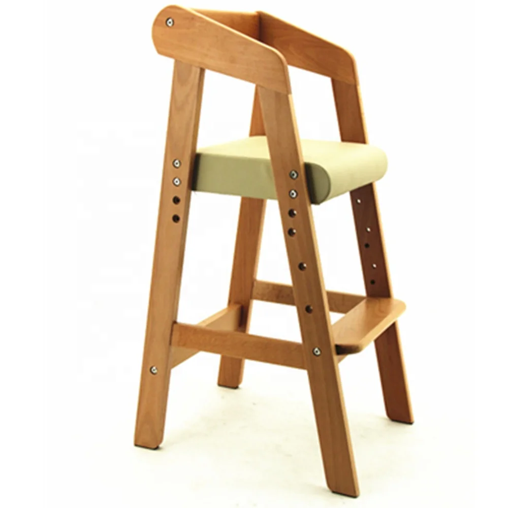 

Baby use wooden high chair soild wood stable strong dining room, Natural color