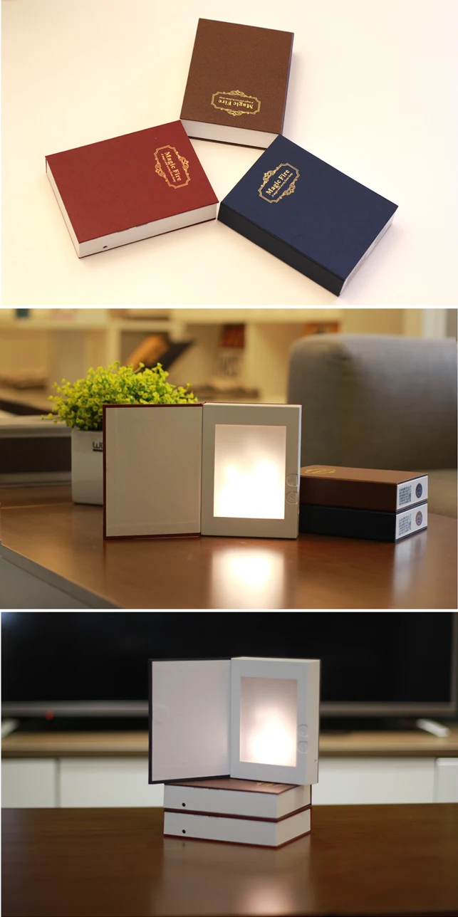 Magic led flame fire Foldable book lamp for gift