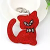 Lovely handbag fashion jewelry key chain for women rhinestone Cat leather gifts wholesale