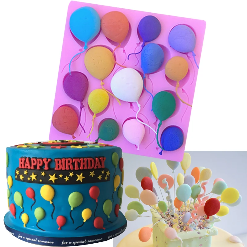 

DIY Balloon Cake Border Fondant Cake Chocolate Silicone Mold Birthday Cake Decorating Tools Gum Paste Cupcake Candy Clay Molds, Random