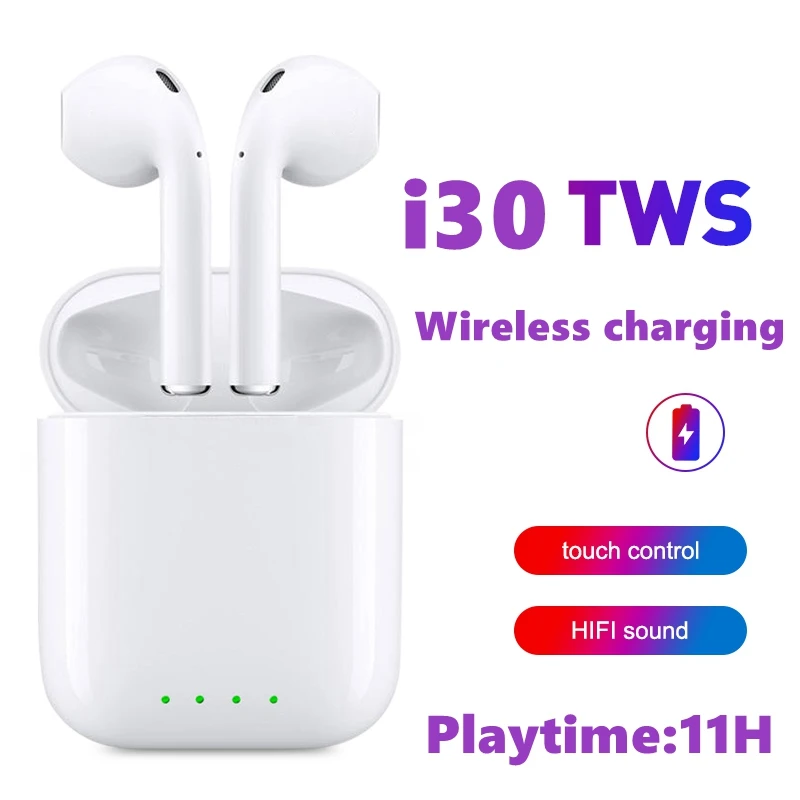 CE Certification i30 TWS 4D Mini Stereo Original factory Bluetooths Earbuds playtime 11hours Wireless charging