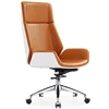 high back Bent plywood brown office executive desk chair leather