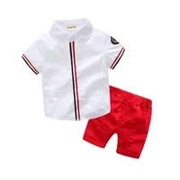 

New gentle two piece clothes printed flower polo baby boys shorts and t-shirt set