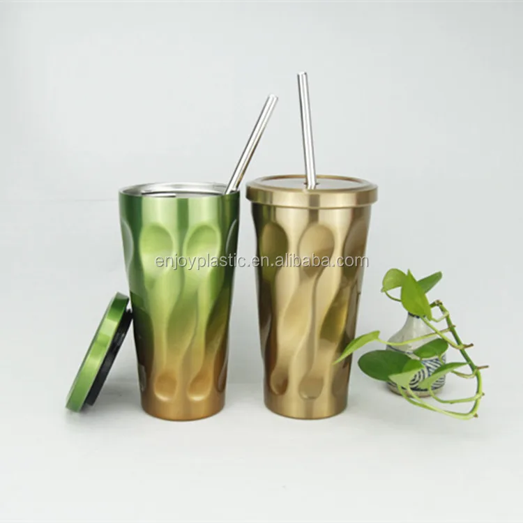 Durable 16oz Stainless Steel Tumbler Drinking Cup With Straw - Buy