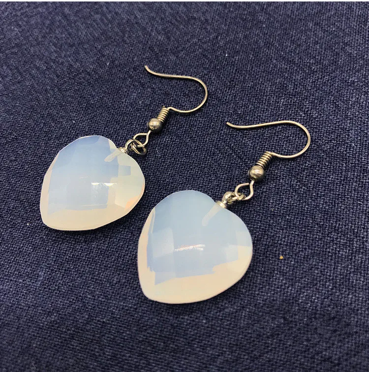 

gemstones rose quartz Heart Shaped crystal earring multi crystal available crystal craft natural quartz heart earring gift craft