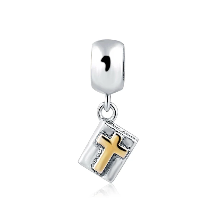Special 925 sterling silver book charm bead Cross pendant cheap indian beads jewellery designs