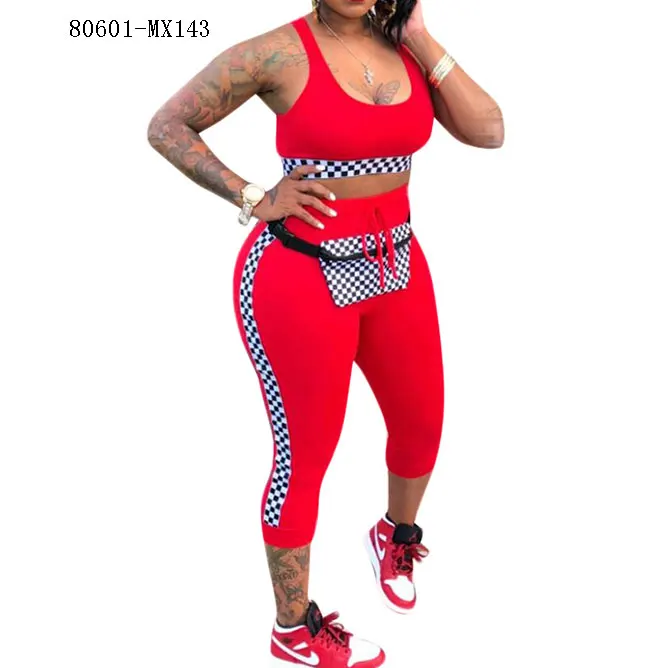 

80601-MX143 Wholesale 3 colors two pieces sport wear jumpsuit for African women