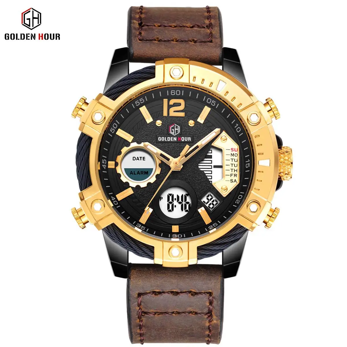 

goldenhour brand fashion new quartz army men waterproof smart watch multifunction wrist watch, N/a