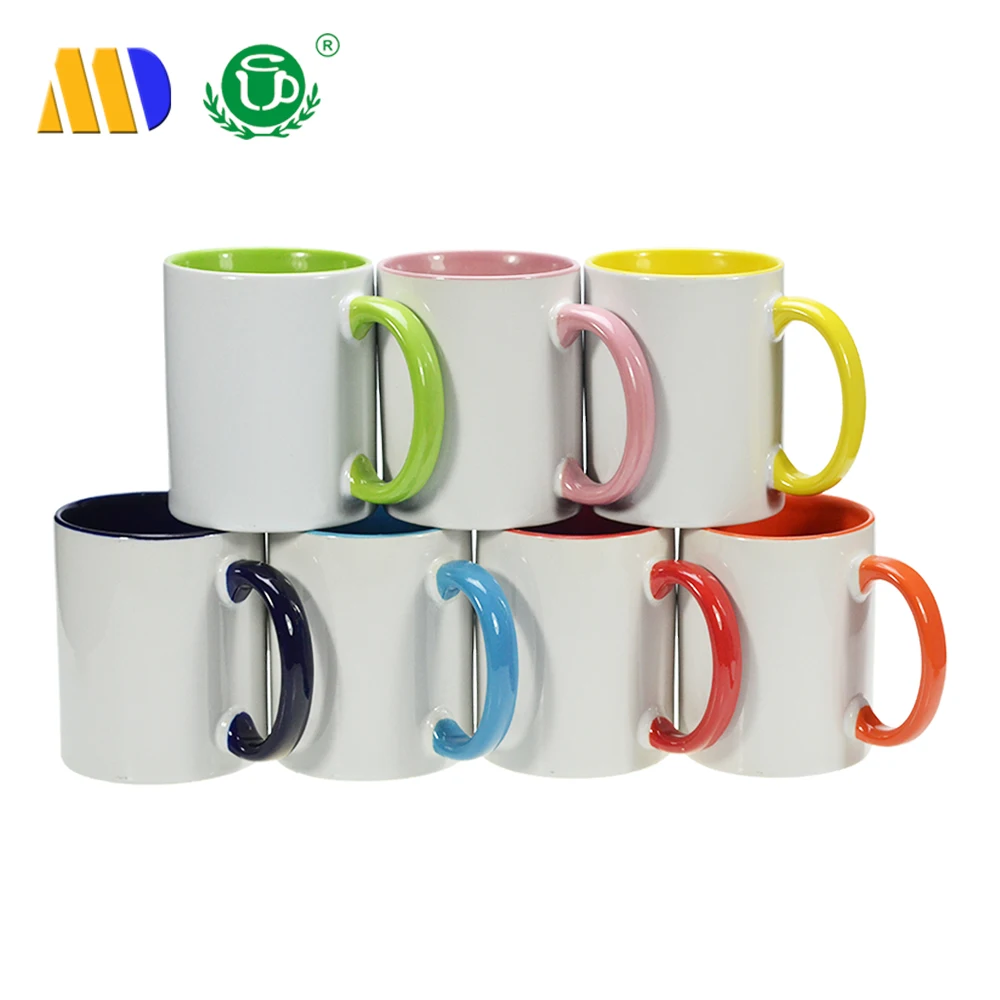 

MIDA best price 11oz sublimation blank inner color mug with color handle for printing