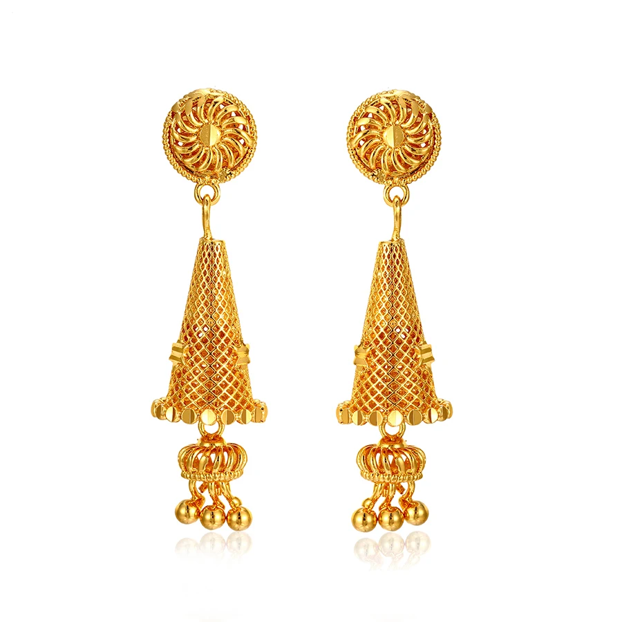 

212 Xuping new arrival women ohrringe jewelry, 24k gold indian style drop earrings jhumka