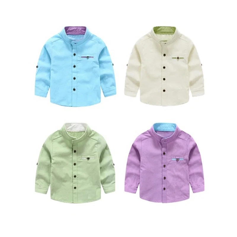 
OEM new fashion 100% cotton long sleeve oxford casual boy kids shirts for spring and autumn 