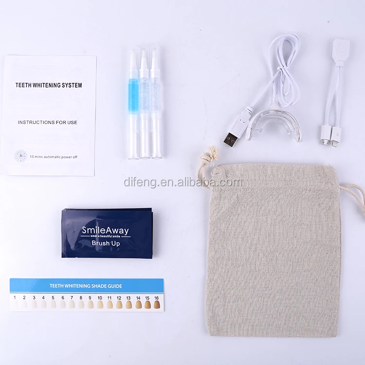 Wholesale private label led light dental bleaching gel syringe home teeth whitening kits
