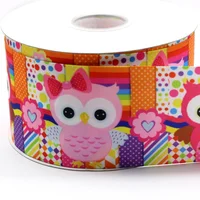 

2019 New design custom 75mm owls printed grosgrain ribbon for decoration