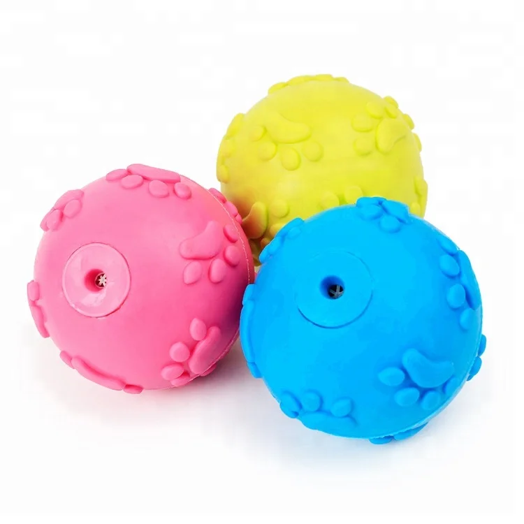 

High Quality Teeth Cleaning Chew Bite Resistant Pet Toy Squeaky TPR Dog Ball, Blue, yellow, pink